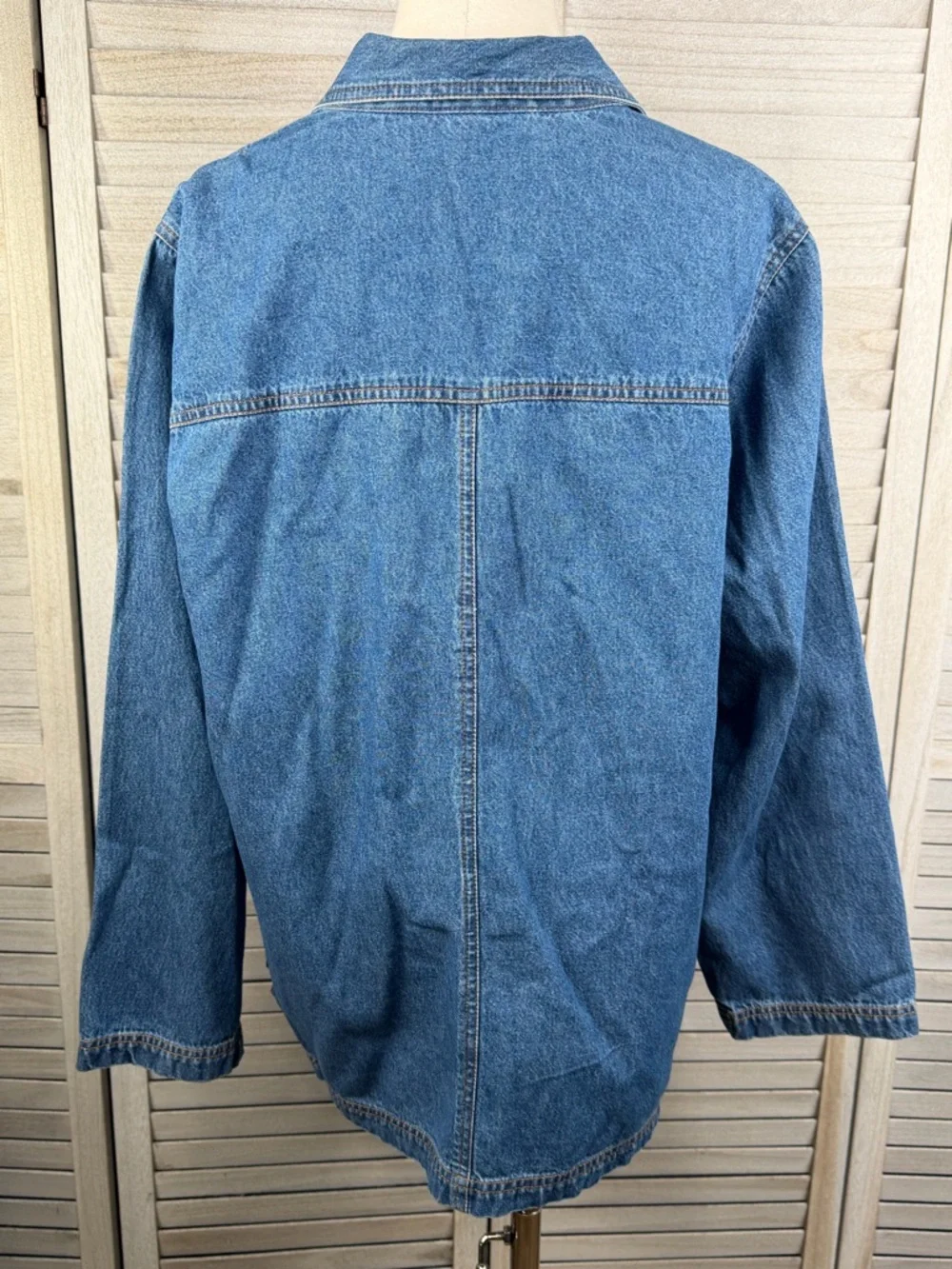 BLAIR Vintage Denim Chore Jacket with Embroidered Cats/Dogs on Pockets-Large - Picture 4 of 4